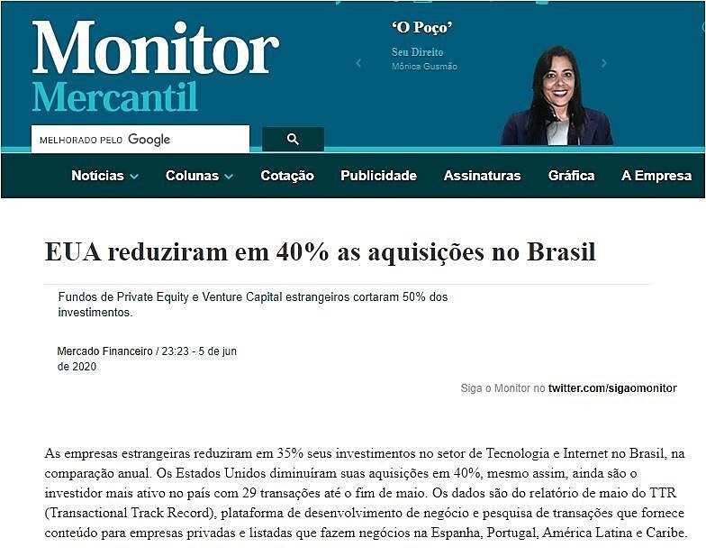 EUA reduziram em 40% as aquisies no Brasil